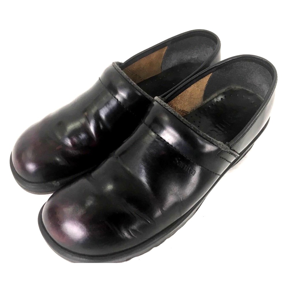 Sanita Professional Clog Women size 41 10-10.5 Black Leather‎ Shoes